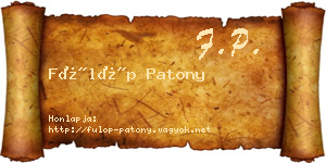 Fülöp Patony névjegykártya